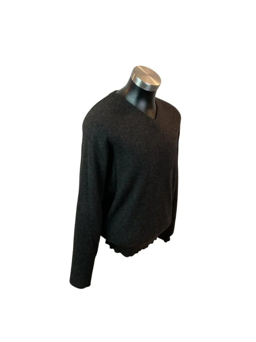 J. Crew 100% Cashmere V-Neck Sweater Mens Small Dark Gray